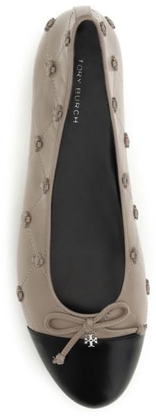Tory Burch Beige Calf Leather Bos Taurus Ballet Flats