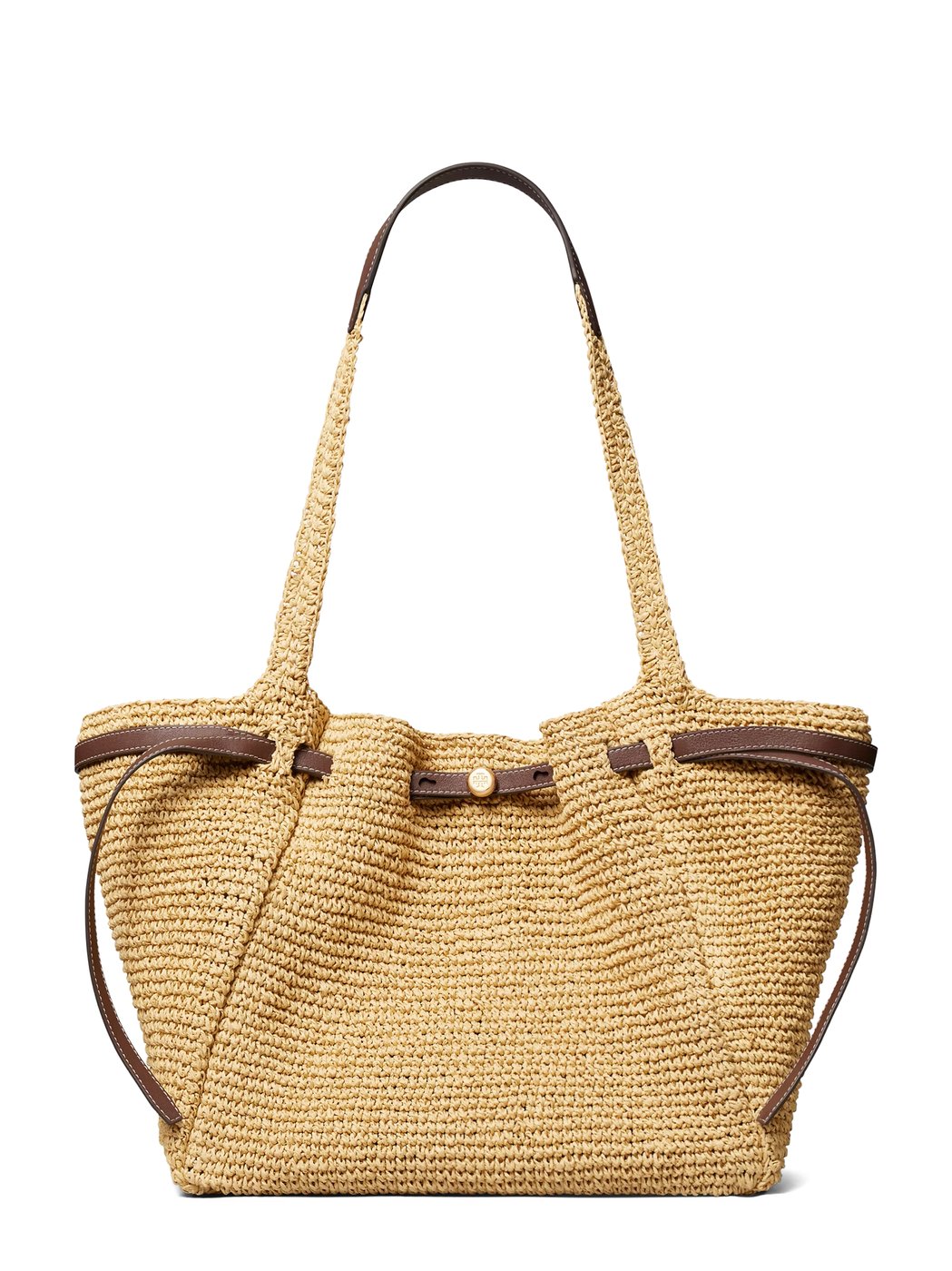 Romy Straw Tote with Leather Trim and Spacious Interior