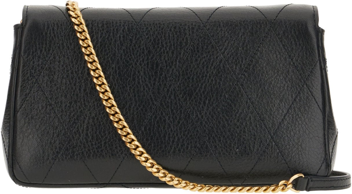 Tory Burch Black leather Charlie crossbody bag