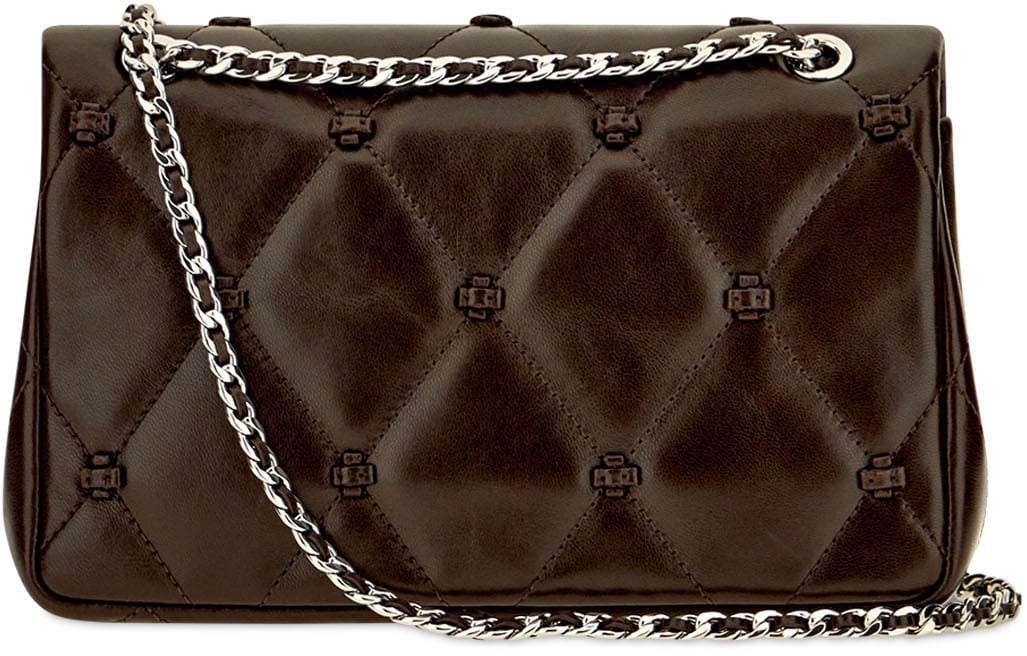 Tory Burch Chocolate leather Bunny small shoulder bag
