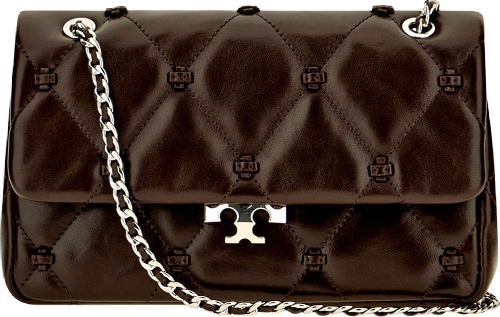Tory Burch Chocolate leather Bunny small shoulder bag