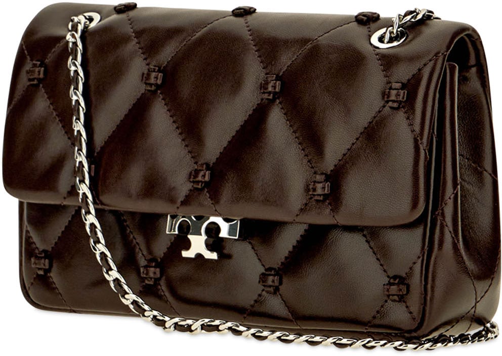 Tory Burch Chocolate leather Bunny small shoulder bag