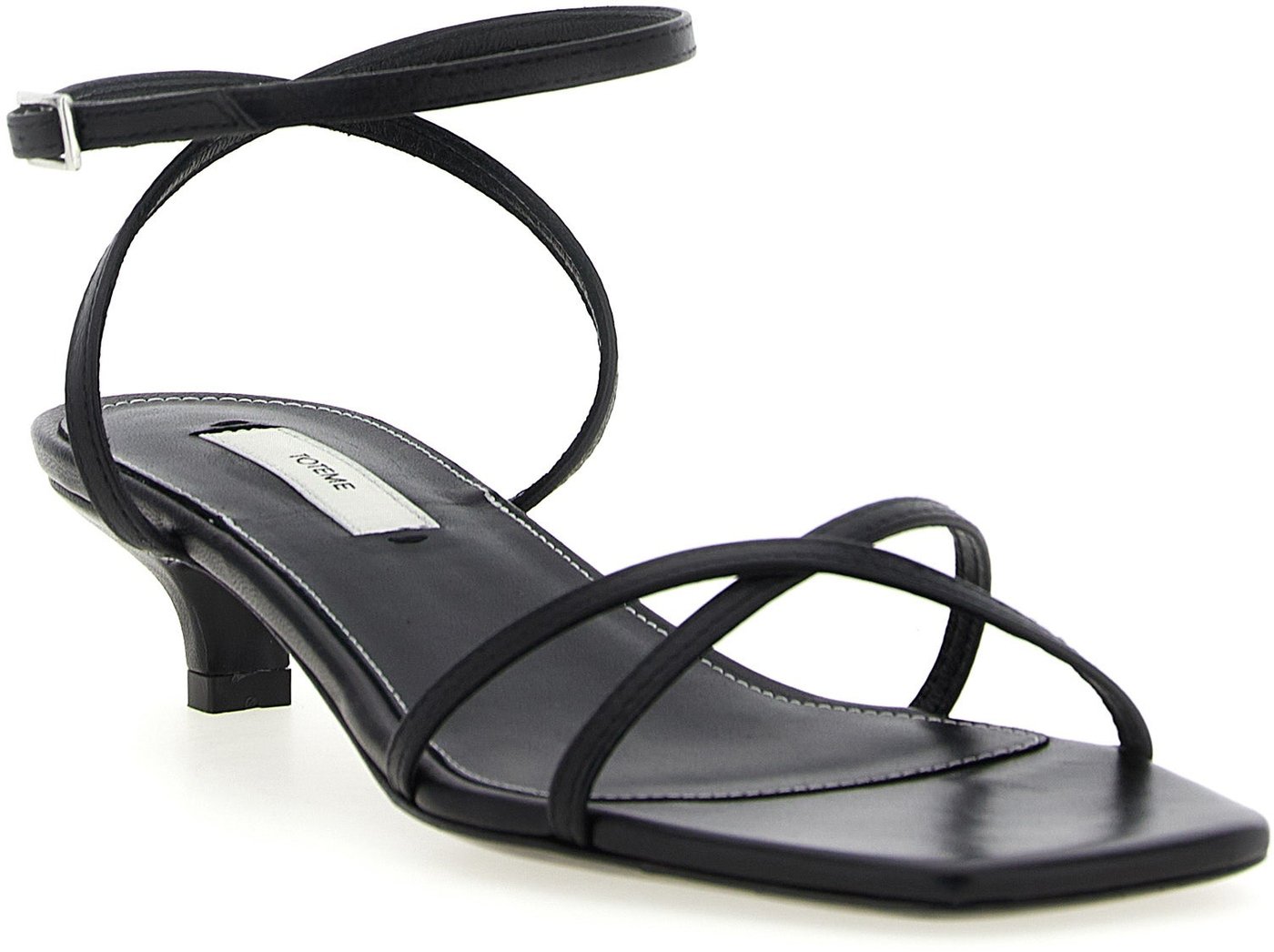 TOTEME Black Leather Mid Heel Pumps