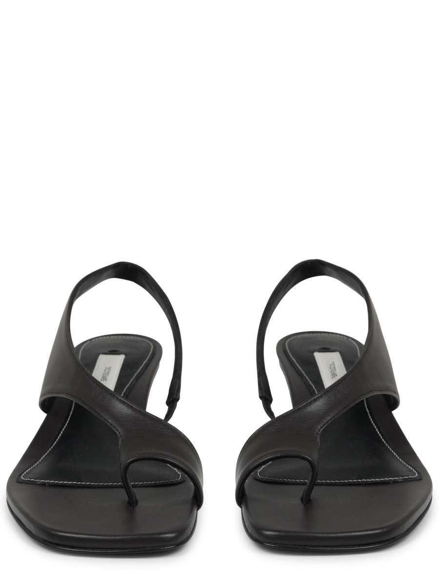 Minimalist Black Heeled Sandal With Elegant Toe Loop