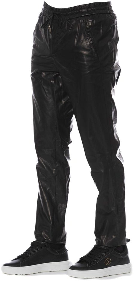 Trussardi Black Lamb Leather Men Pant