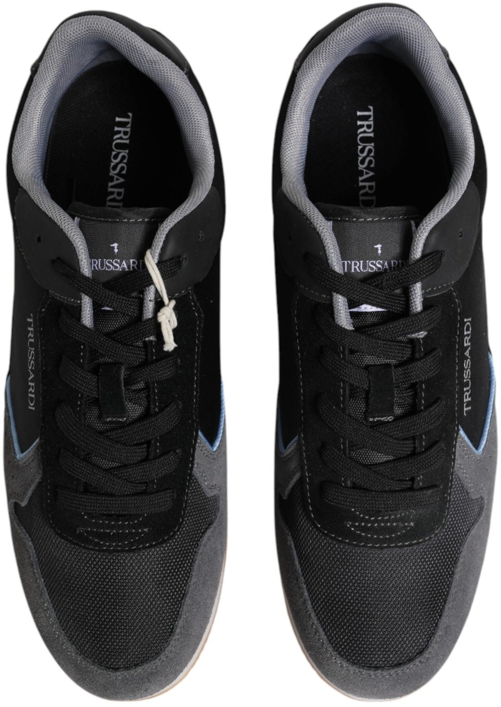 Trussardi Black Gray Lace Up Low Top Casual Sneakers Shoes