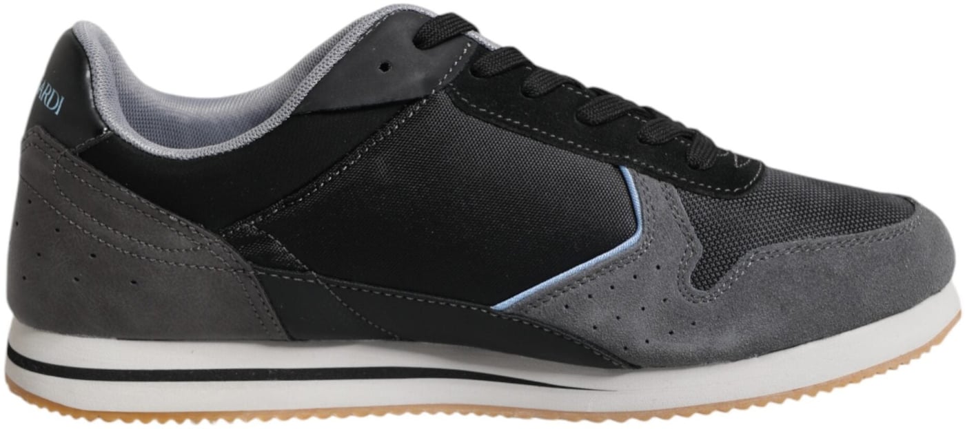 Trussardi Black Gray Lace Up Low Top Casual Sneakers Shoes