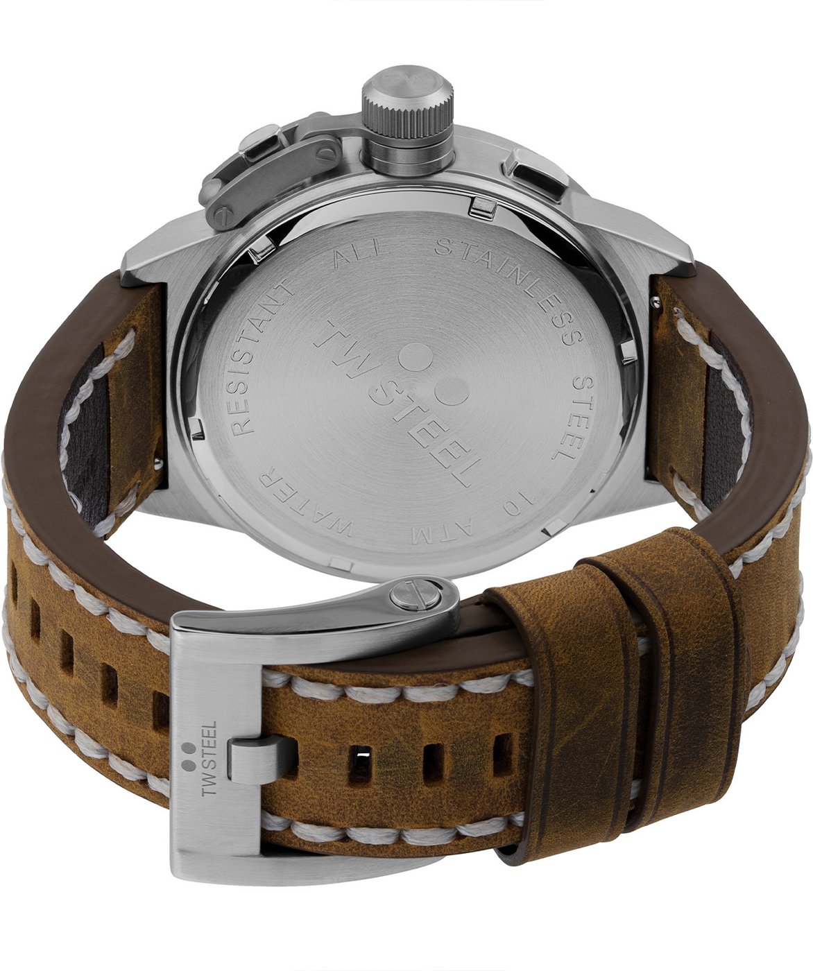 TW Steel TWCS106 Canteen Steel Chrono Bruin leer 45mm