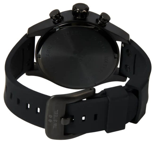 TW Steel Horloge VS122 Staal met Zwart Coating Quartz Chronograaf met Rubberen Zwarte Horlogeband 45mm