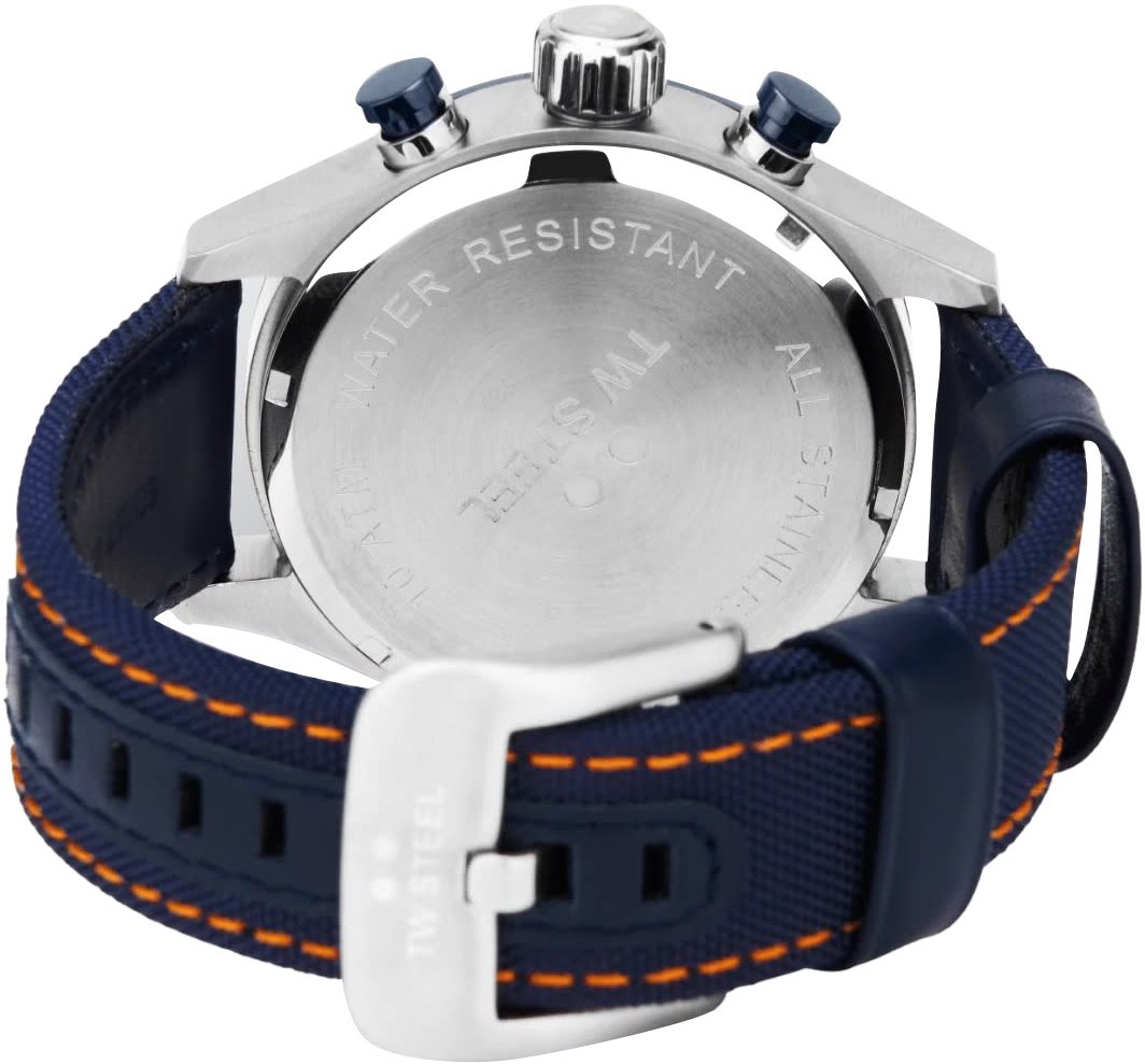 TW Steel Horloge VS128 Isle of Man TT Staal Quartz Swiss Made met Canvas Horlogeband 45mm