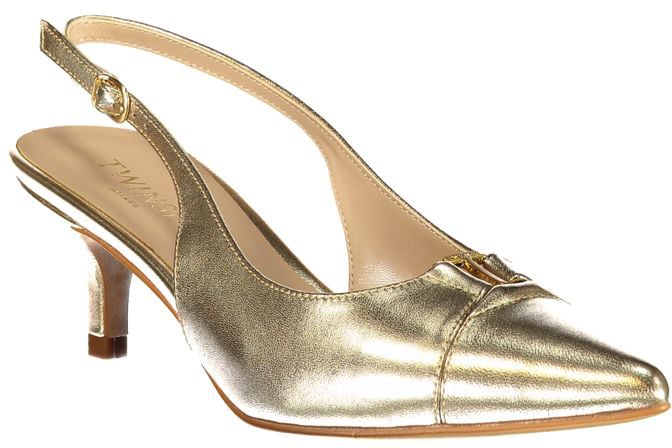 Twinset Gold Leather Women's Sandal