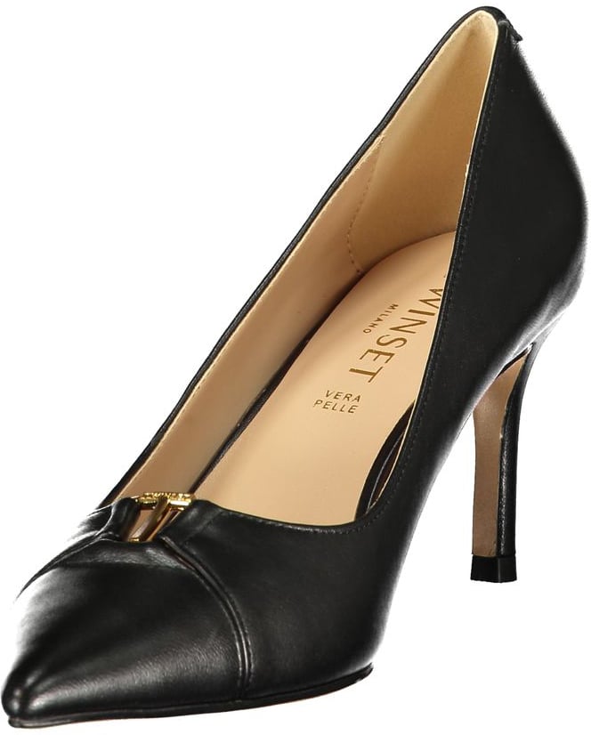 Twinset Black Leather Women Classic Shoe