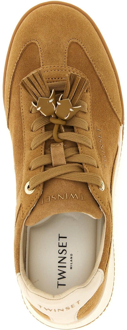 Twinset Beige Leather Low Top Sneakers