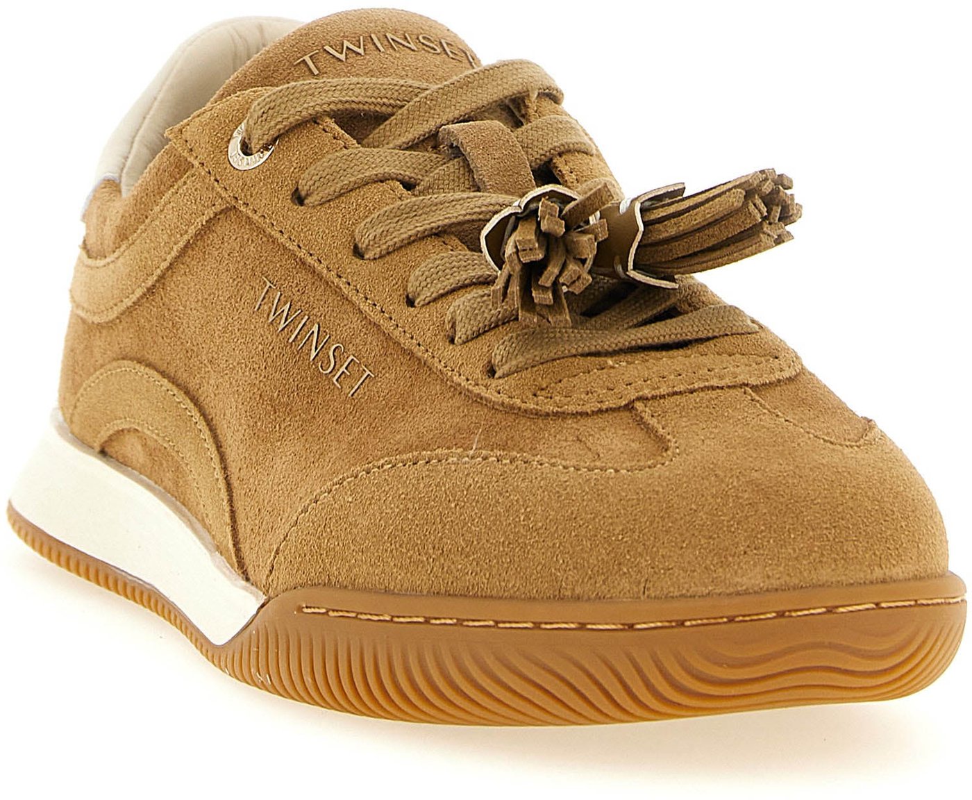 Twinset Beige Leather Low Top Sneakers
