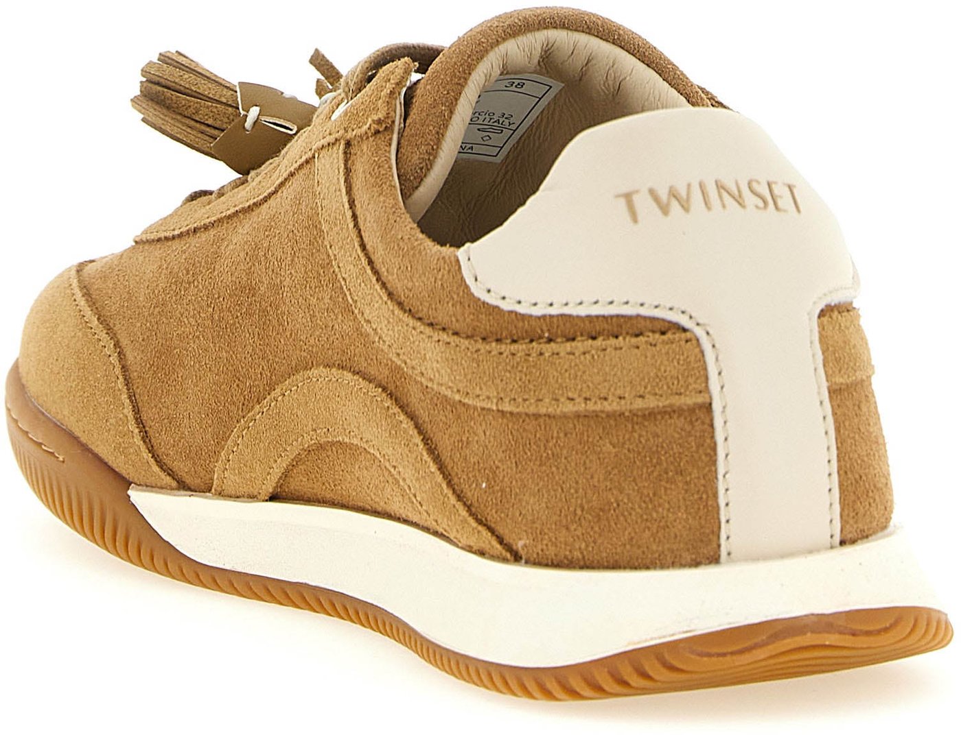 Twinset Beige Leather Low Top Sneakers