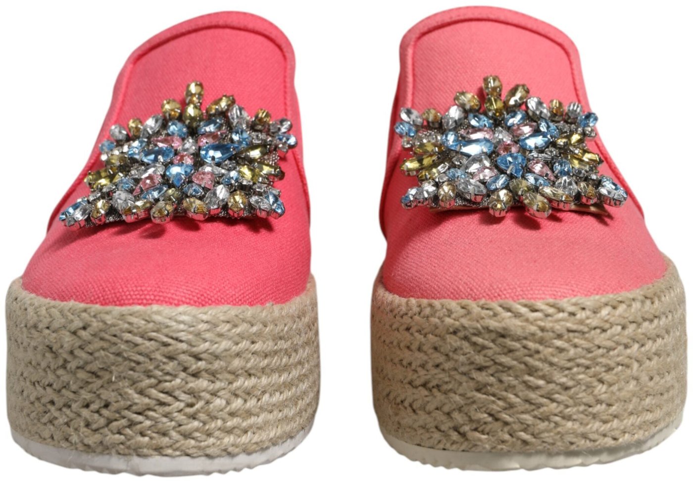 Twinset Pink Canvas Crystal Embellished Slip On Shoes