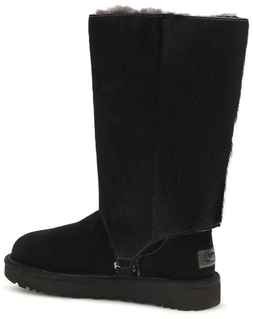 UGG Black Suede Leather Lace-Up Boots