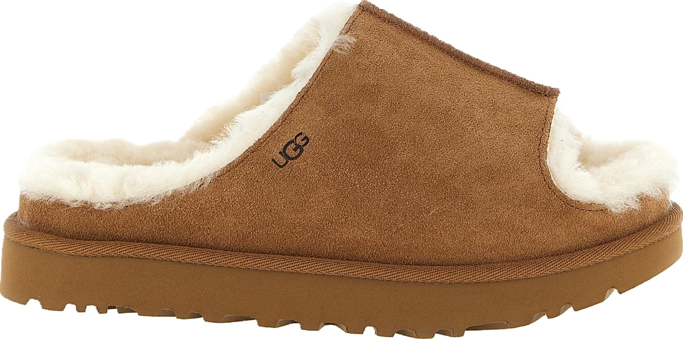 UGG Brown Leather Slides