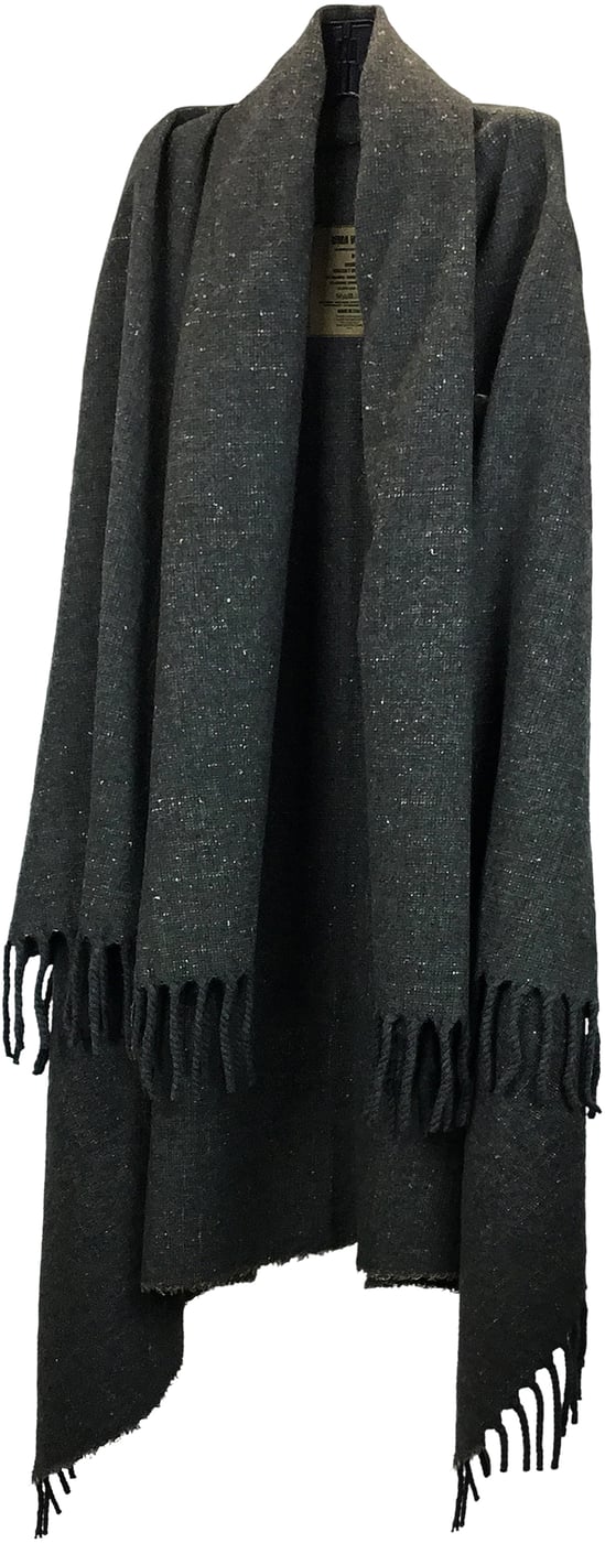 Cape with fringes in mixed cashmere and silk