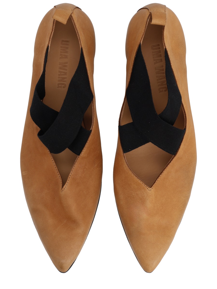 Pointed Toe Tan Elastic Flats