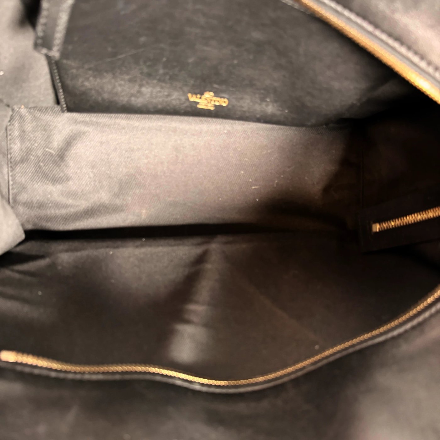 Valentino Garavani VLogo Walk Shopping Bag Calfskin Black Gold