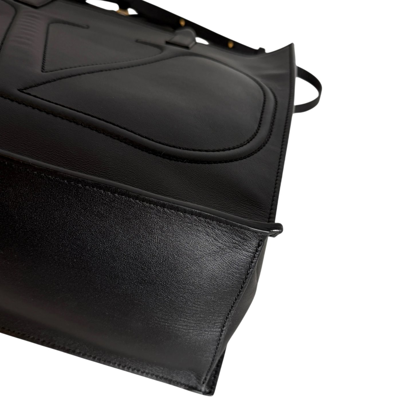 Valentino Garavani VLogo Walk Shopping Bag Calfskin Black Gold
