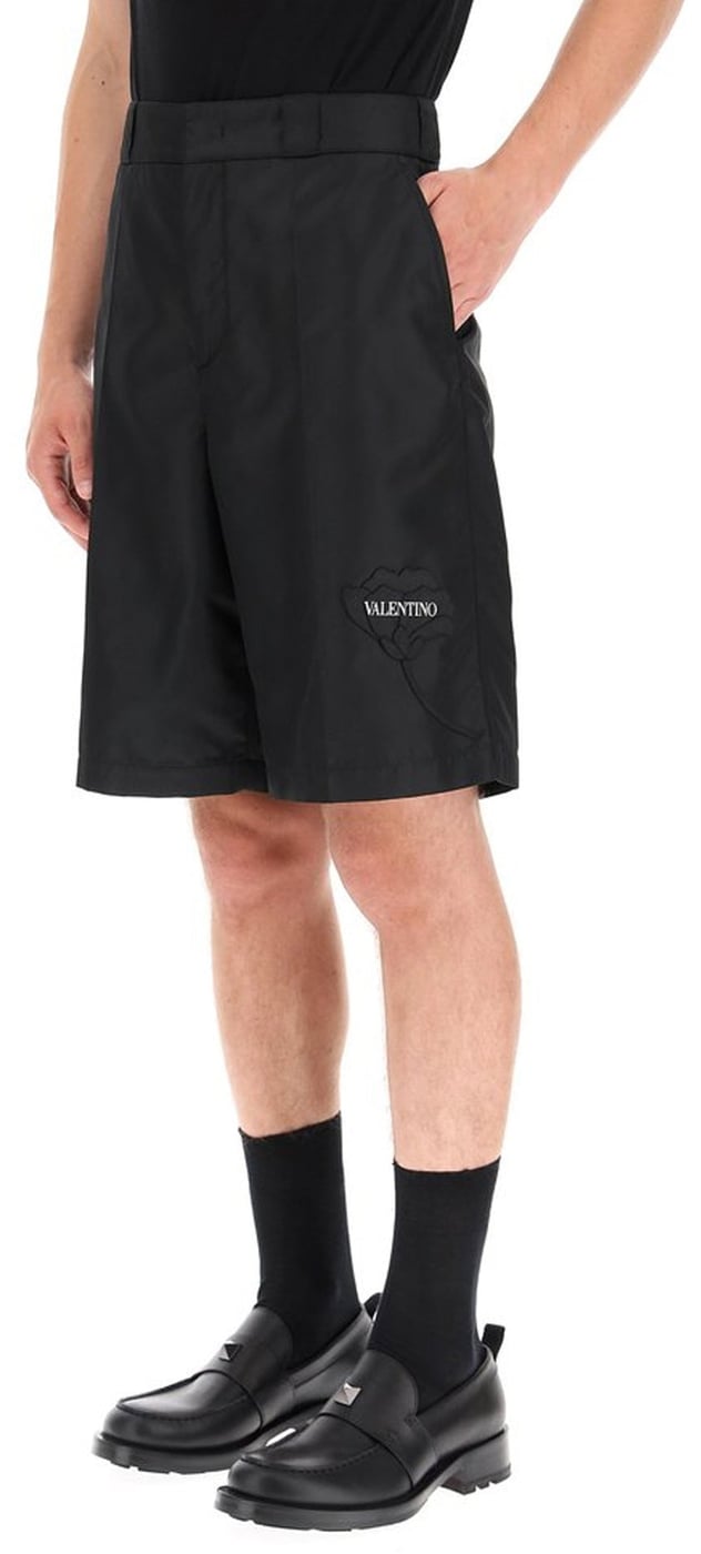 Valentino Flower Embroidery Bermuda Shorts