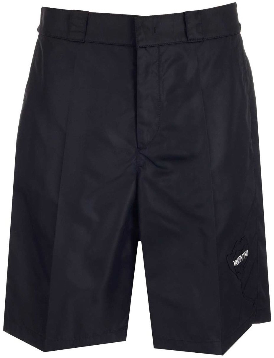 Valentino Flower Embroidery Bermuda Shorts