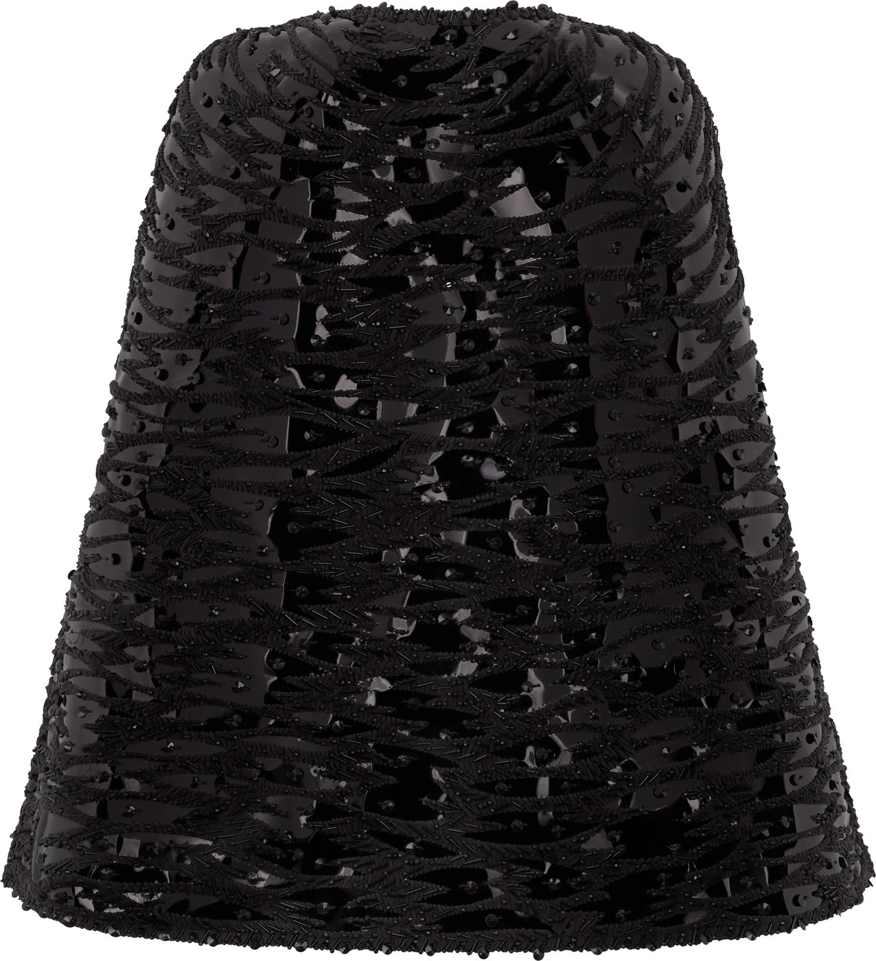 Silk cape with tailored applications and hand-stitched applications