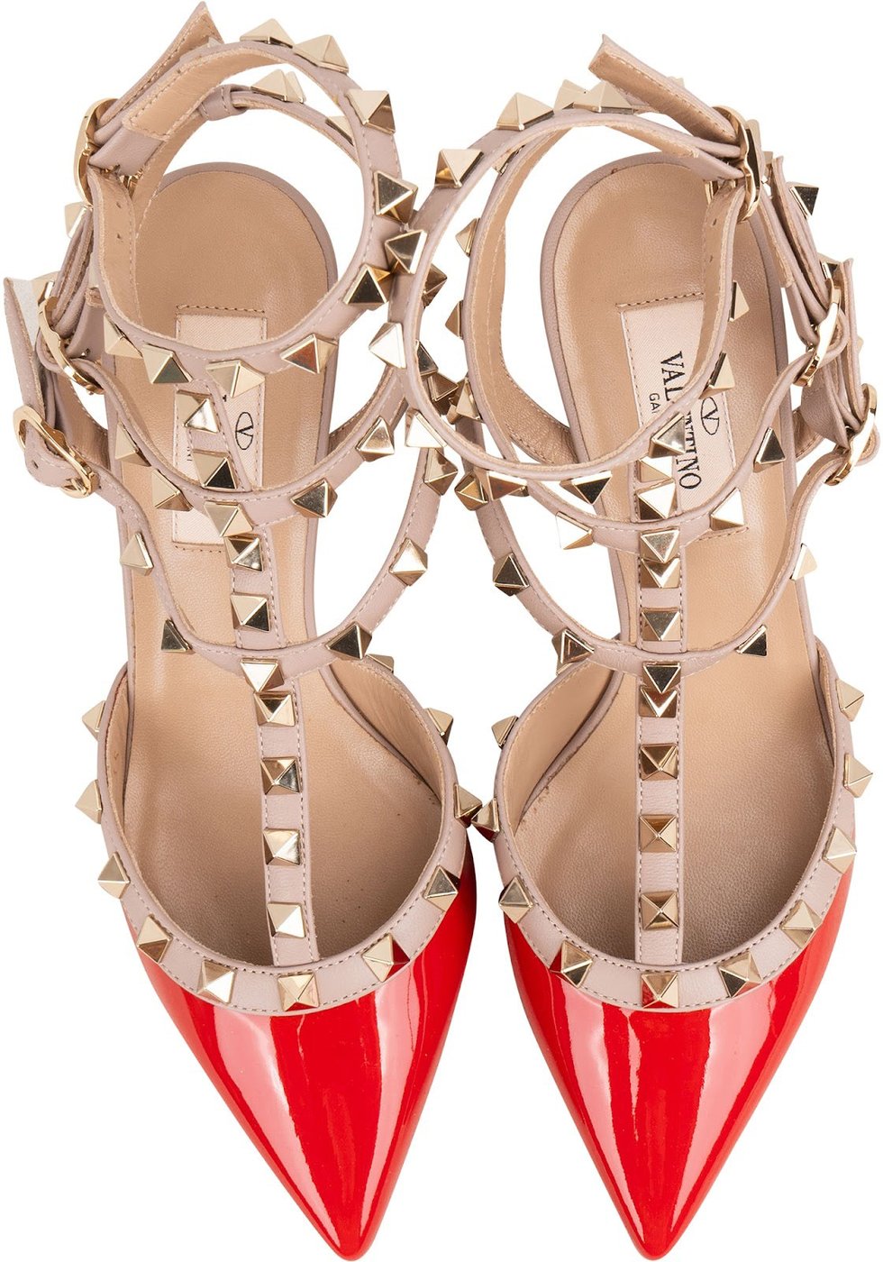 Valentino Garavani Multicolor Patent Leather Rockstud Multi Ankle Strap Pumps (35)