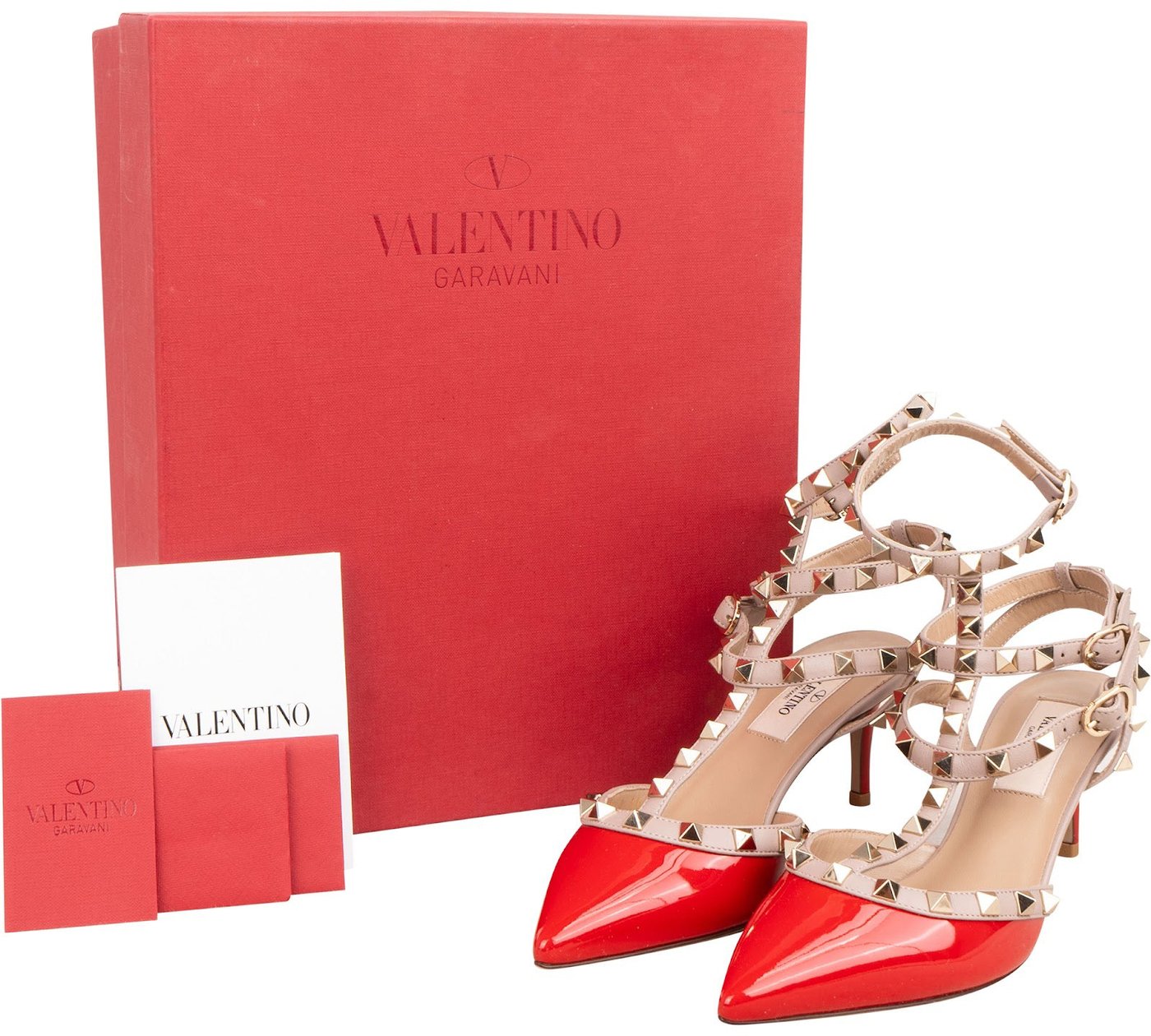 Valentino Garavani Multicolor Patent Leather Rockstud Multi Ankle Strap Pumps (35)