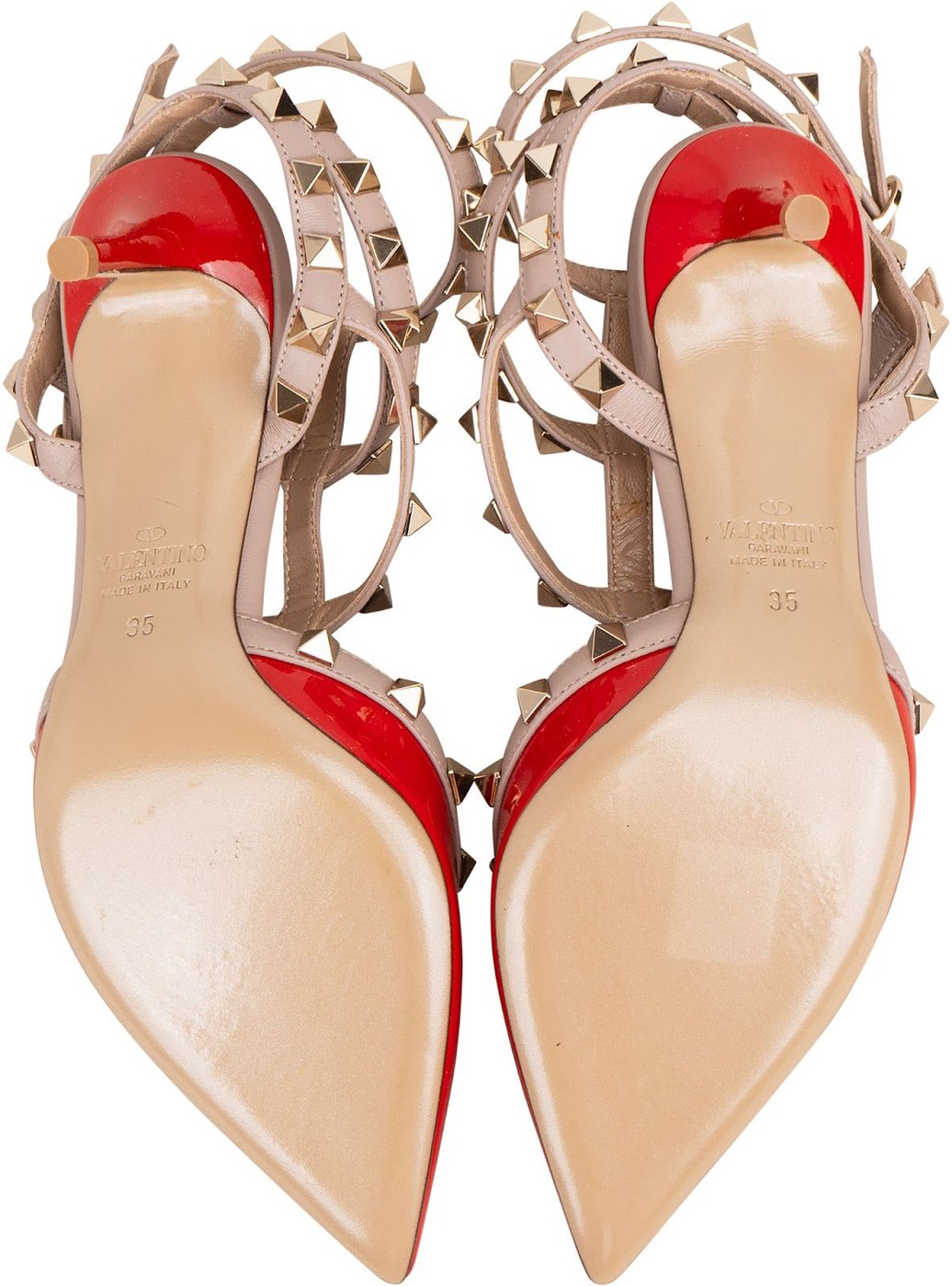 Valentino Garavani Multicolor Patent Leather Rockstud Multi Ankle Strap Pumps (35)