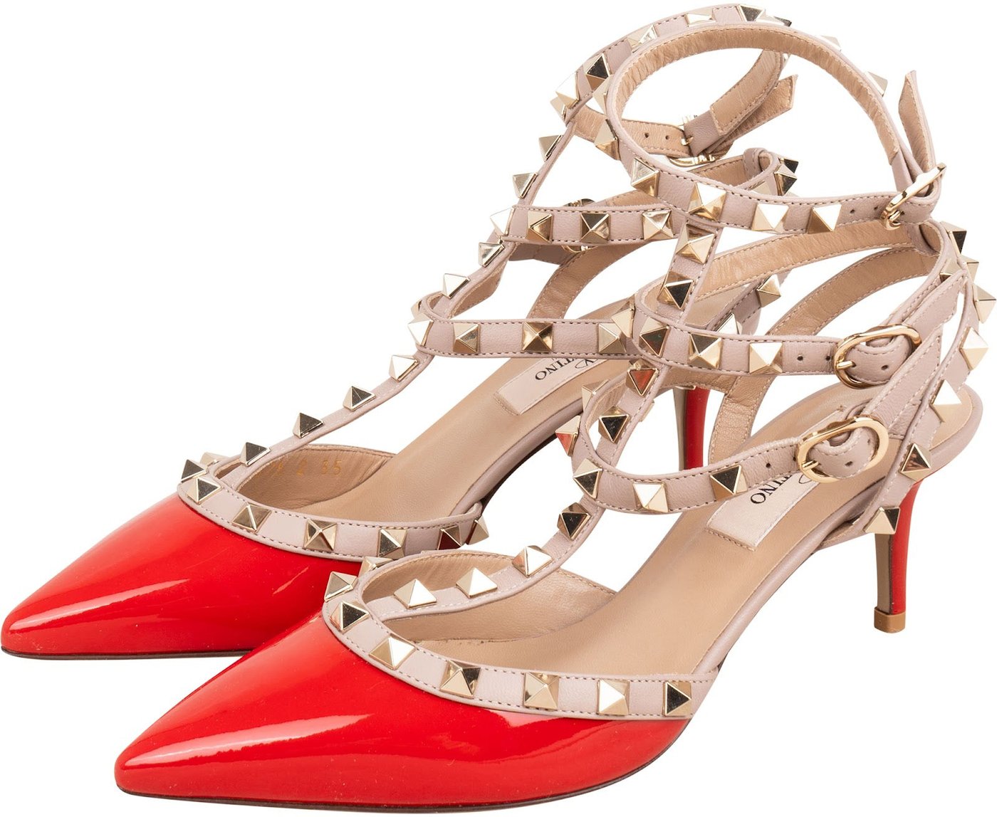 Valentino Garavani Multicolor Patent Leather Rockstud Multi Ankle Strap Pumps (35)