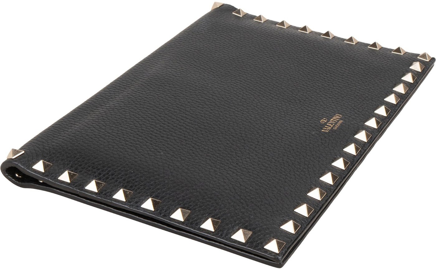 Valentino Pebbled Calfskin Rockstud Organizer Clutch