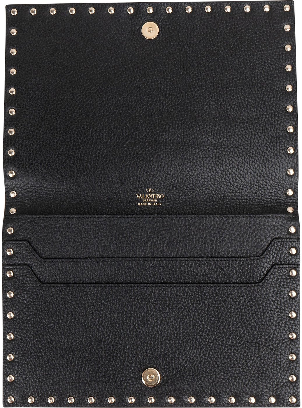 Valentino Pebbled Calfskin Rockstud Organizer Clutch