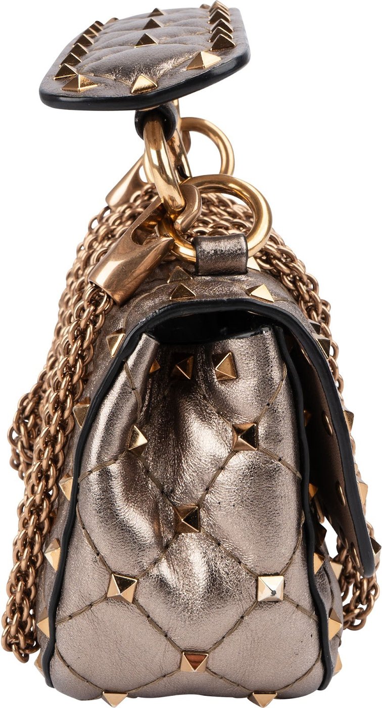 Valentino Garavani Quilted Metallic Leather Mini Rockstud Spike Crossbody Handbag
