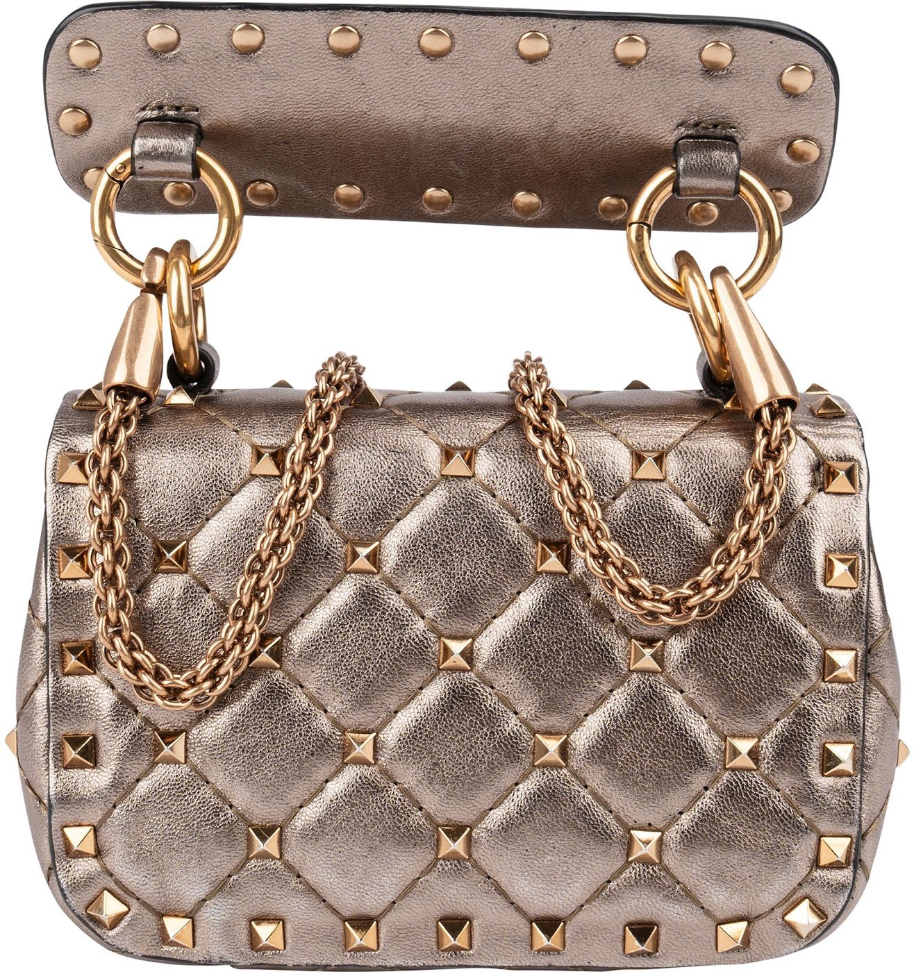 Valentino Garavani Quilted Metallic Leather Mini Rockstud Spike Crossbody Handbag