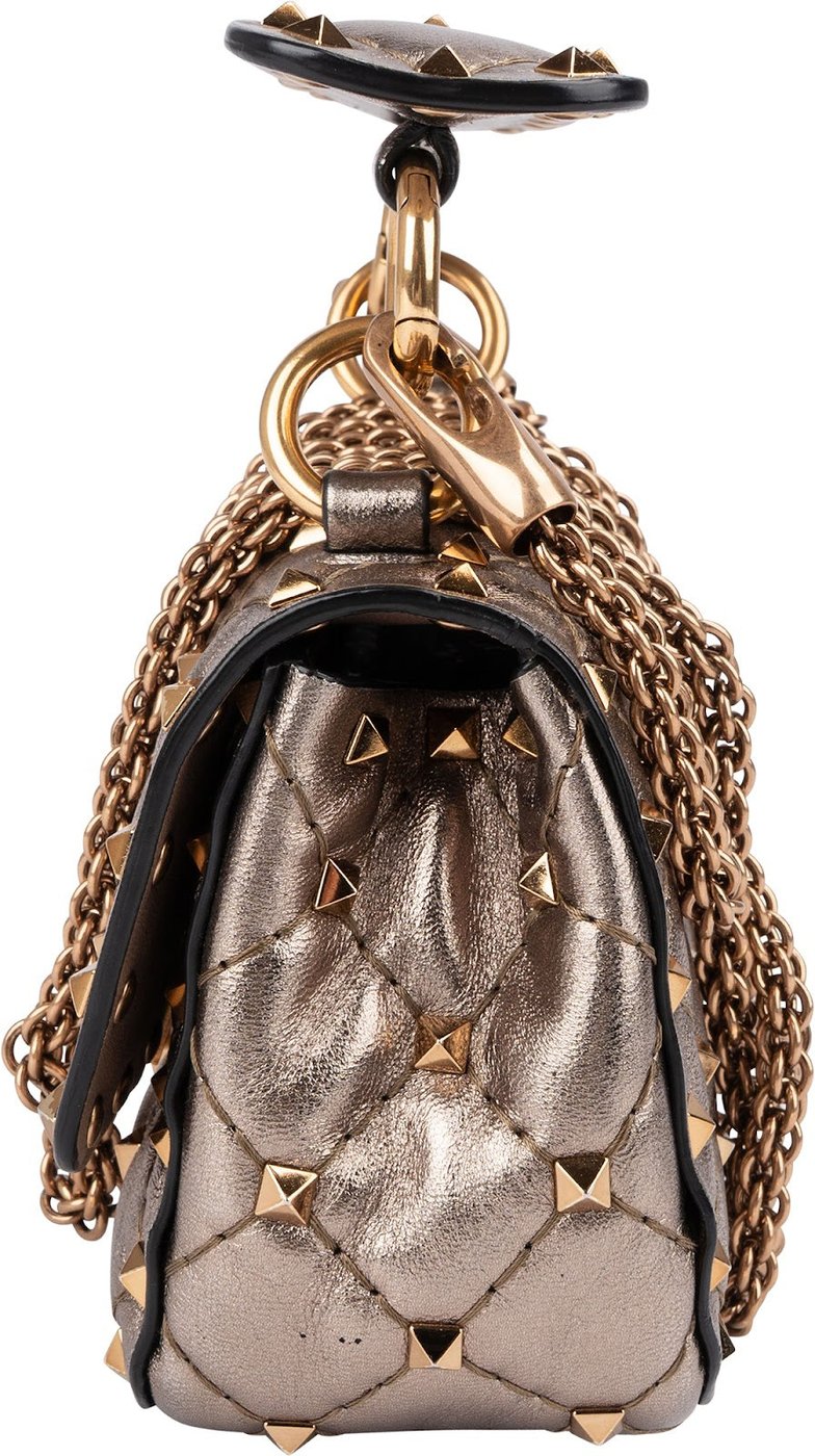 Valentino Garavani Quilted Metallic Leather Mini Rockstud Spike Crossbody Handbag
