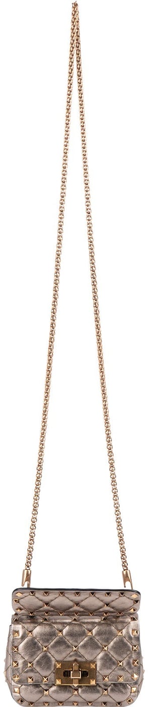 Valentino Garavani Quilted Metallic Leather Mini Rockstud Spike Crossbody Handbag