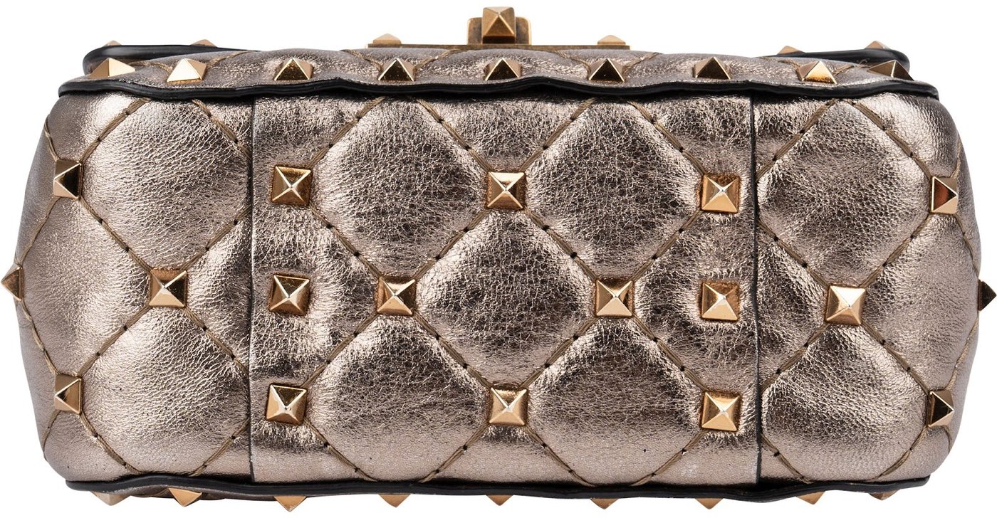 Valentino Garavani Quilted Metallic Leather Mini Rockstud Spike Crossbody Handbag