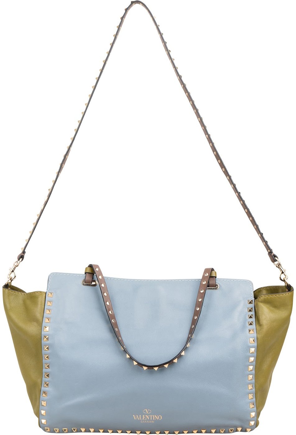Valentino Garavani Tricolor Leather Rockstud Trapeze Shoulder Bag