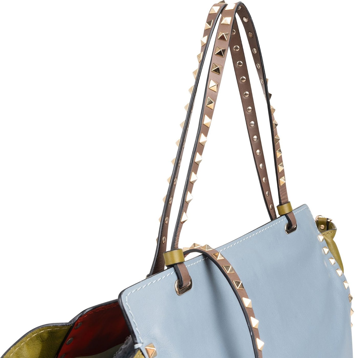 Valentino Garavani Tricolor Leather Rockstud Trapeze Shoulder Bag