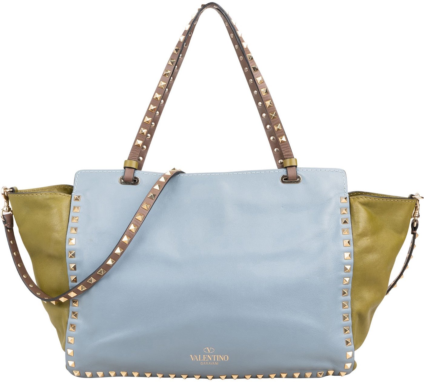 Valentino Garavani Tricolor Leather Rockstud Trapeze Shoulder Bag