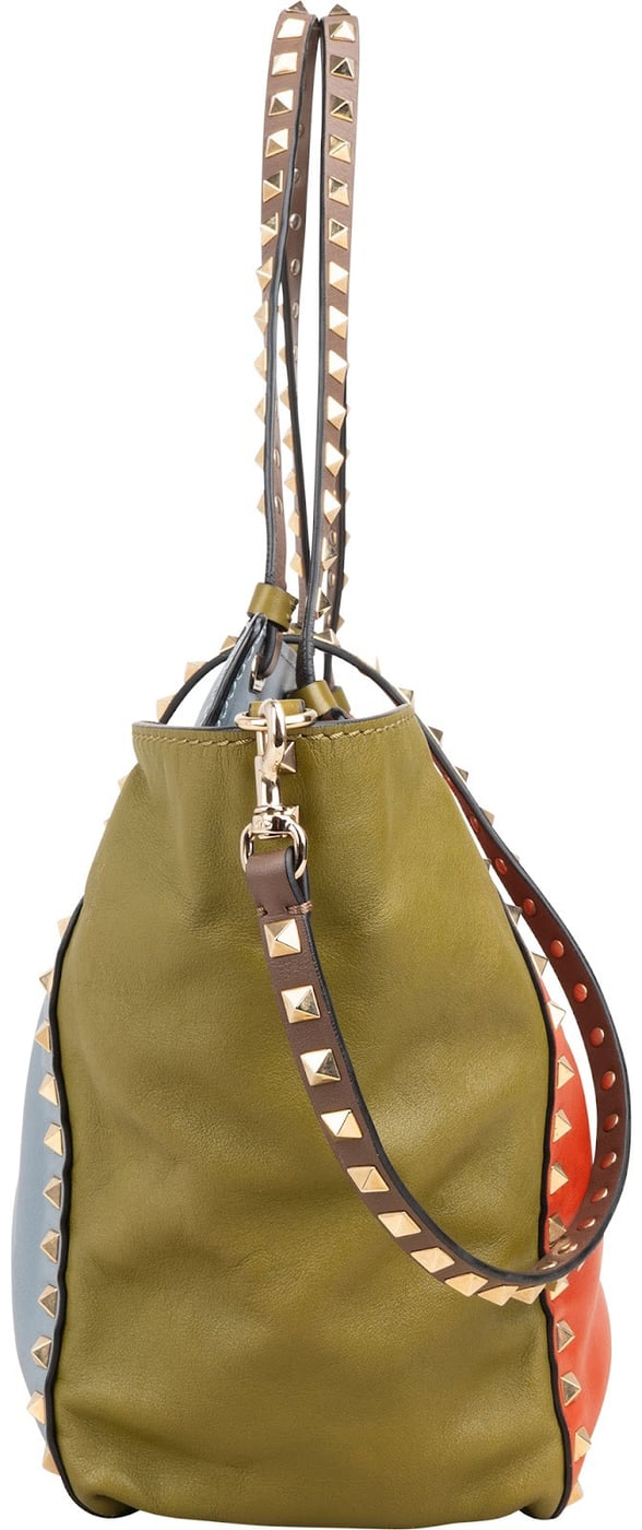 Valentino Garavani Tricolor Leather Rockstud Trapeze Shoulder Bag