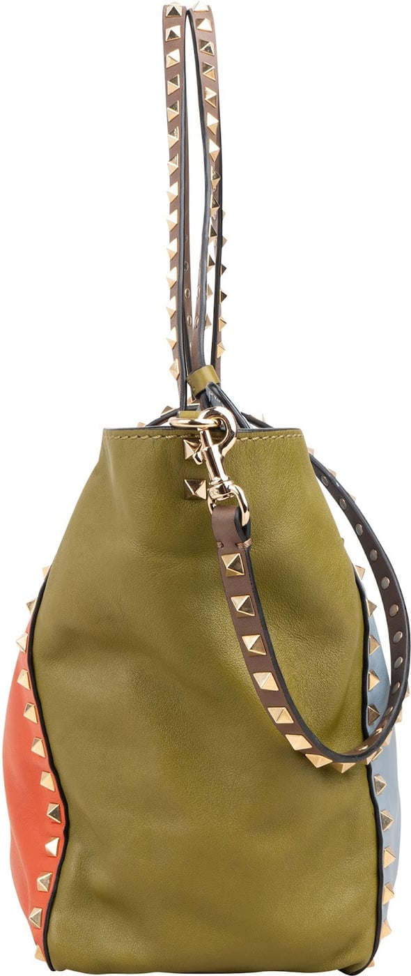 Valentino Garavani Tricolor Leather Rockstud Trapeze Shoulder Bag