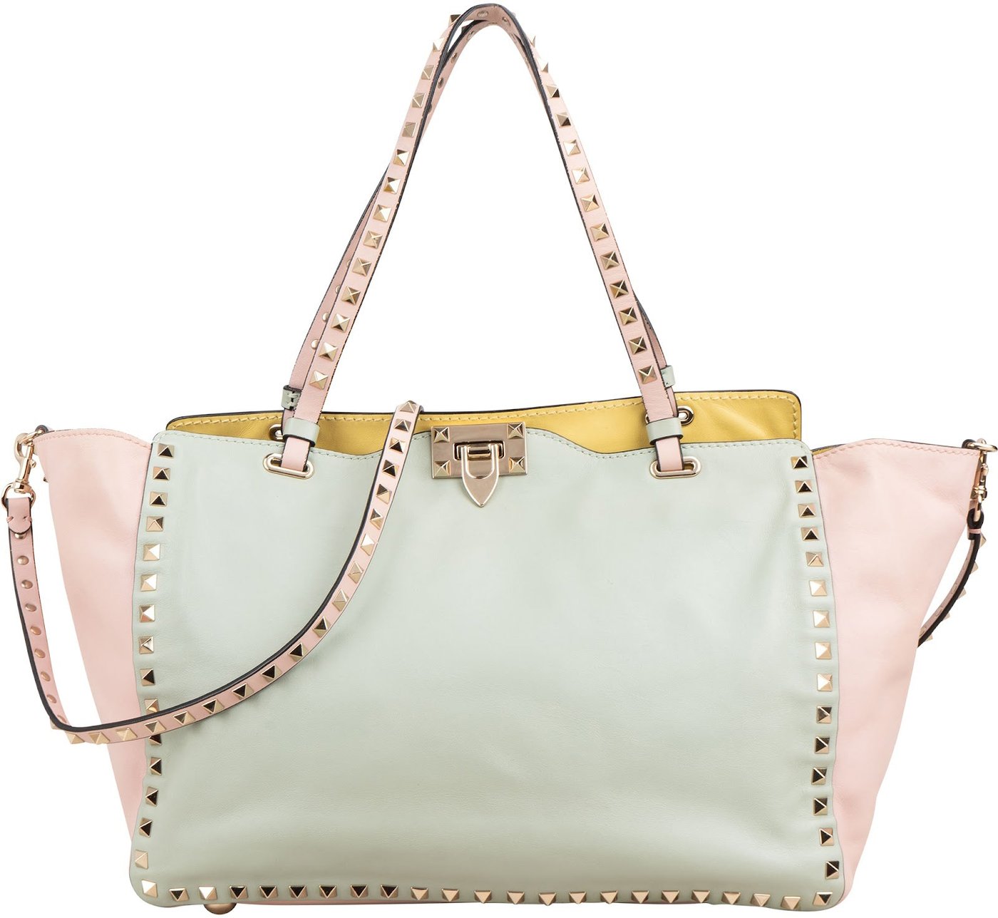 Valentino Garavani Pastell Tricolor Leather Rockstud Trapeze Shoulder Bag