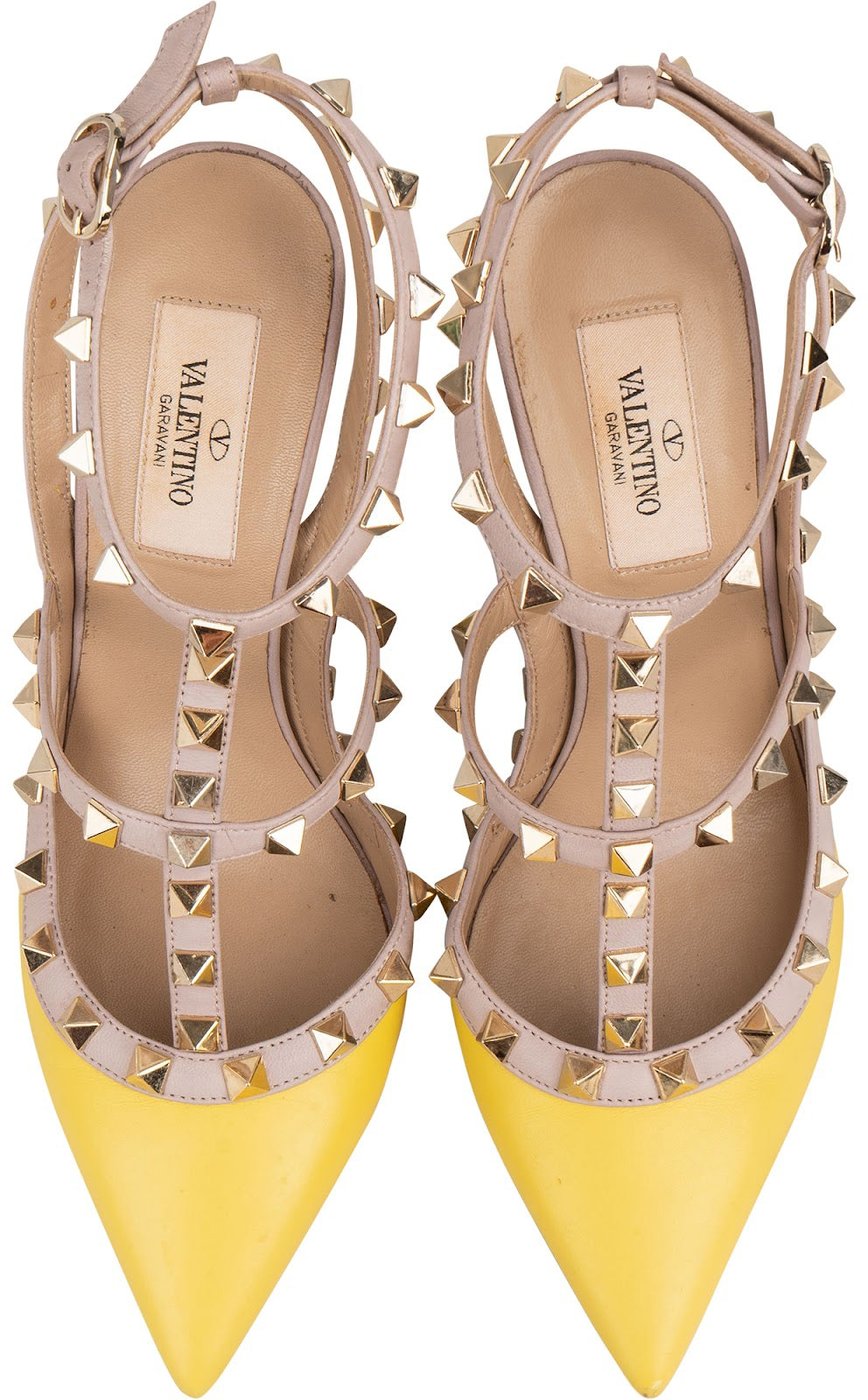 Valentino Garavani Multicolor Leather Rockstud Multi T-Ankle Strap Pumps (36,5)