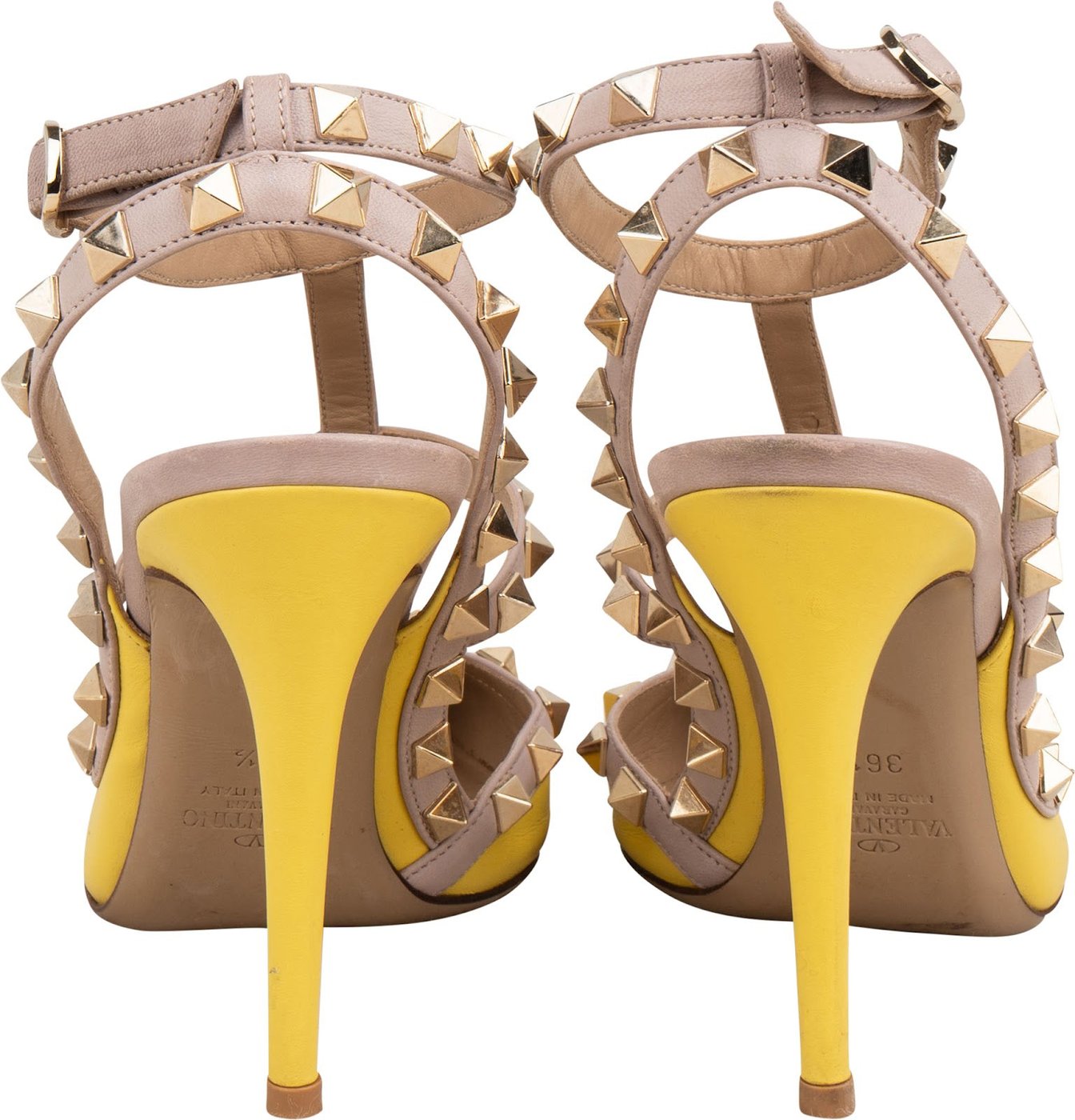 Valentino Garavani Multicolor Leather Rockstud Multi T-Ankle Strap Pumps (36,5)