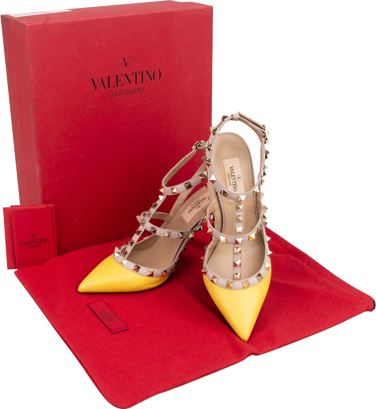 Valentino Garavani Multicolor Leather Rockstud Multi T-Ankle Strap Pumps (36,5)