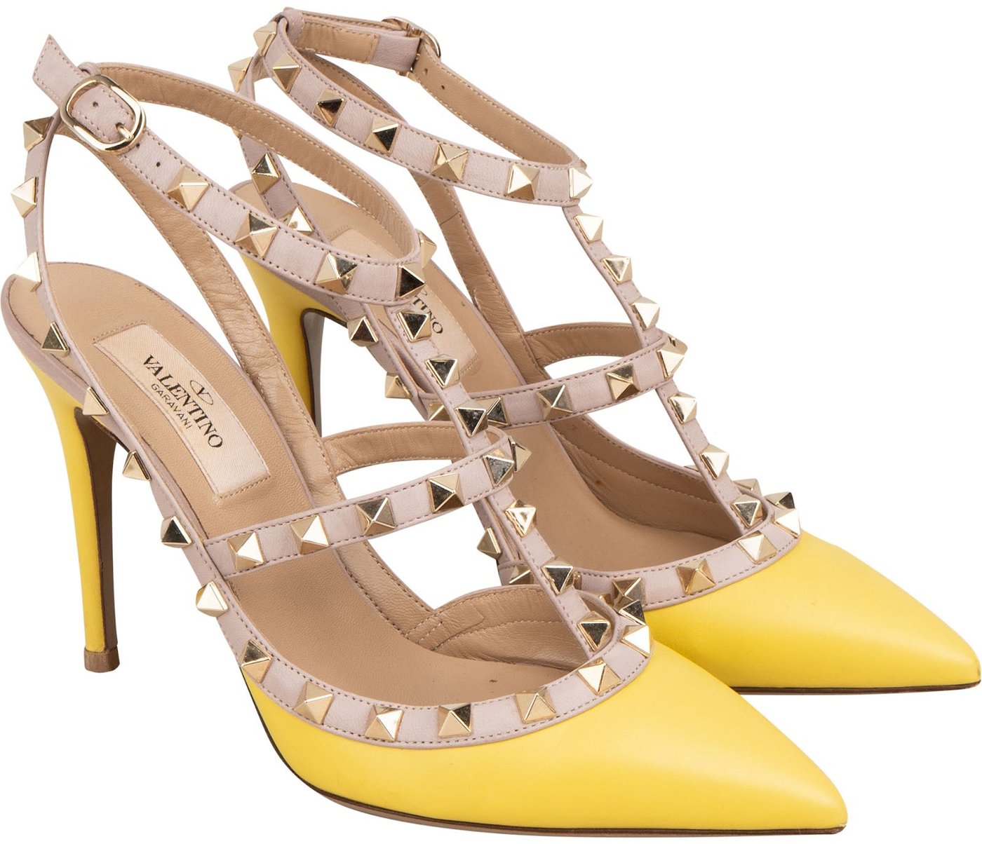 Valentino Garavani Multicolor Leather Rockstud Multi T-Ankle Strap Pumps (36,5)